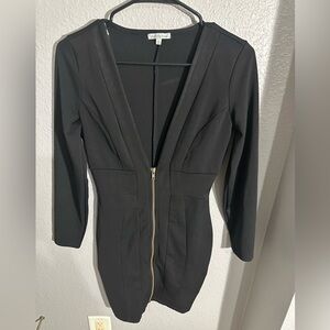 Charlotte Russe Black Long Sleeve Dress with Gold Zipper